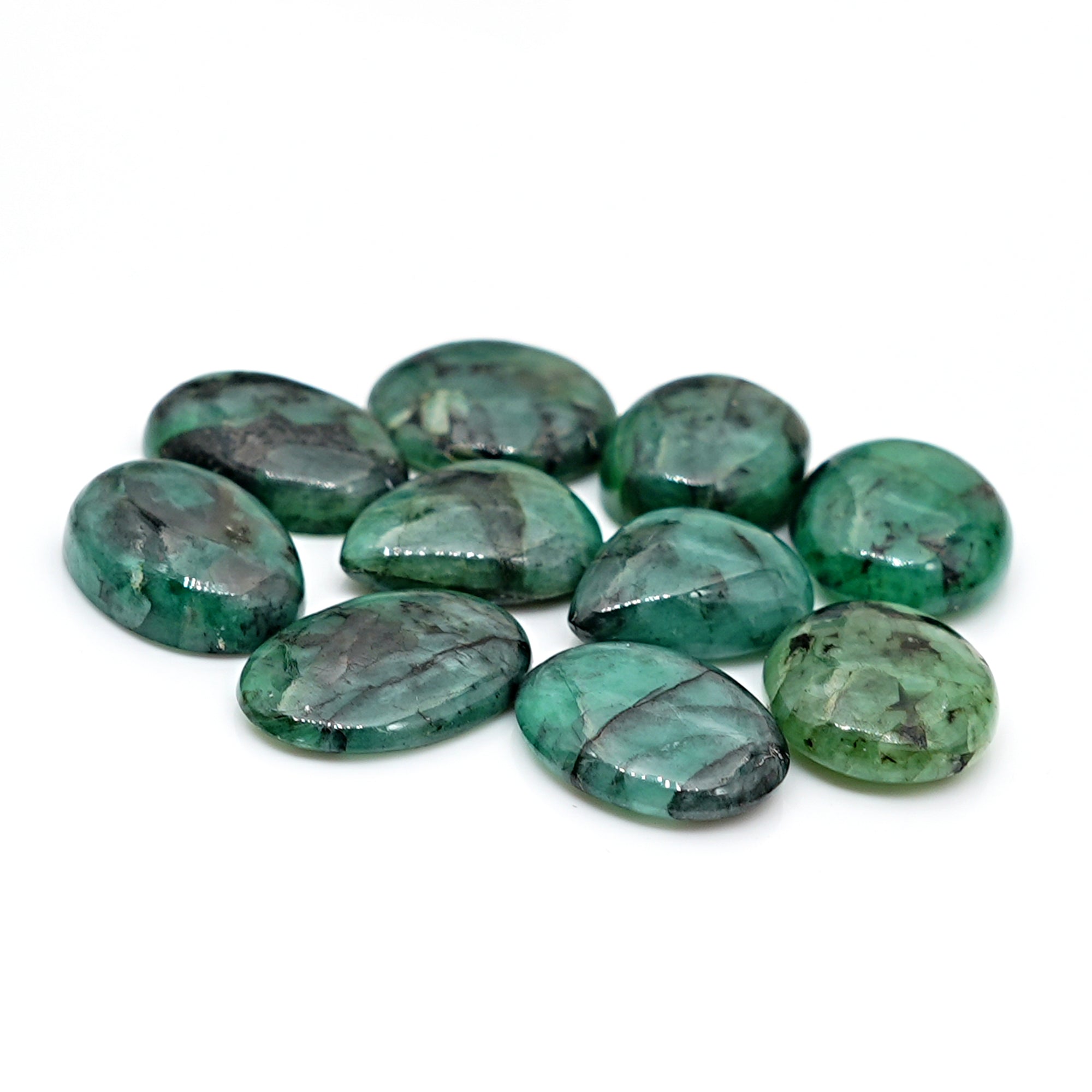 Natural Emerald Smooth Cabochons | Freeform Colombian Green Gemstone
