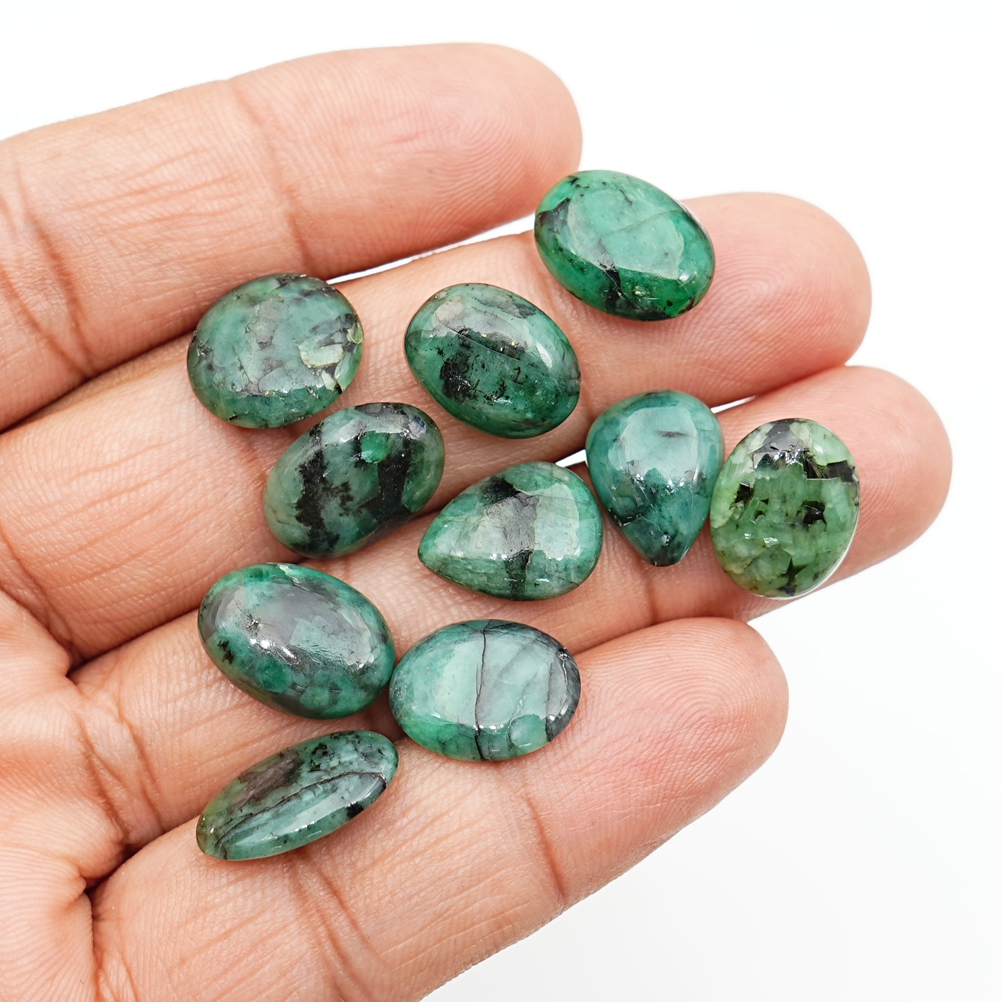 Natural Emerald Smooth Cabochons | Freeform Colombian Green Gemstone