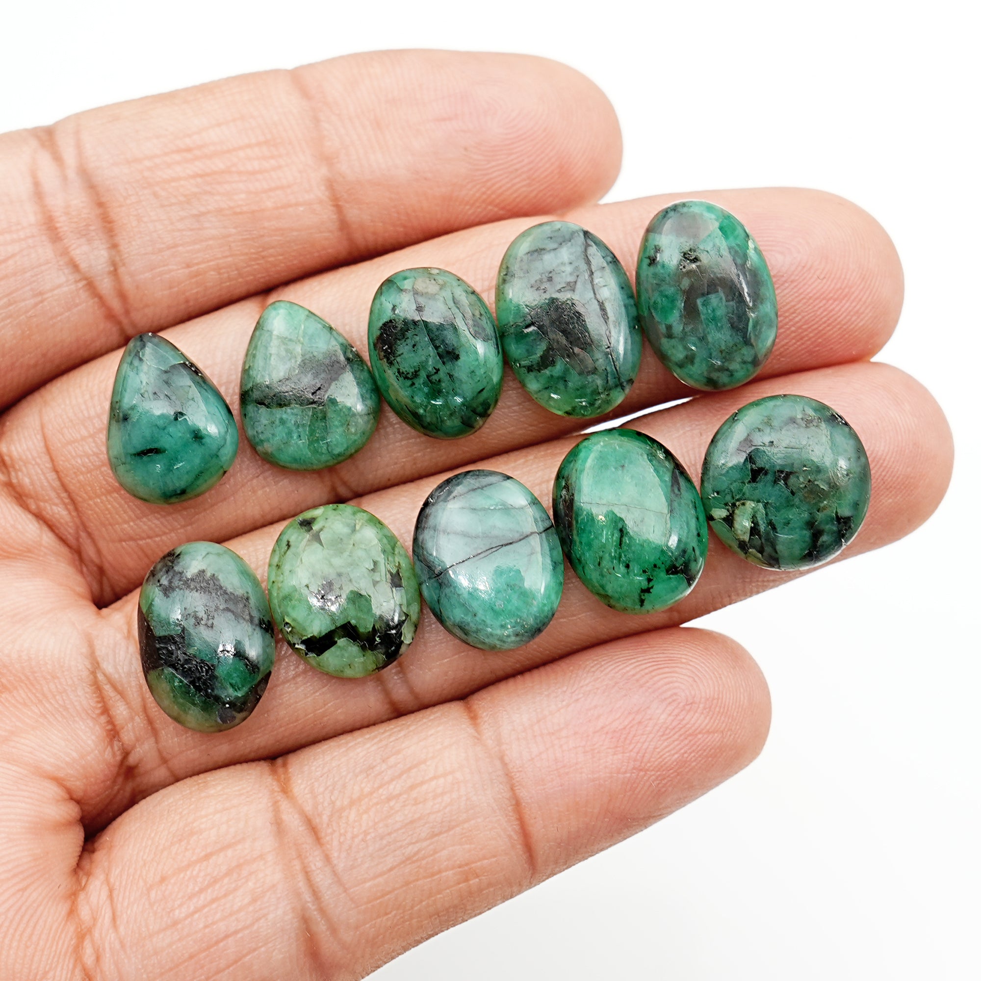 Natural Emerald Smooth Cabochons | Freeform Colombian Green Gemstone