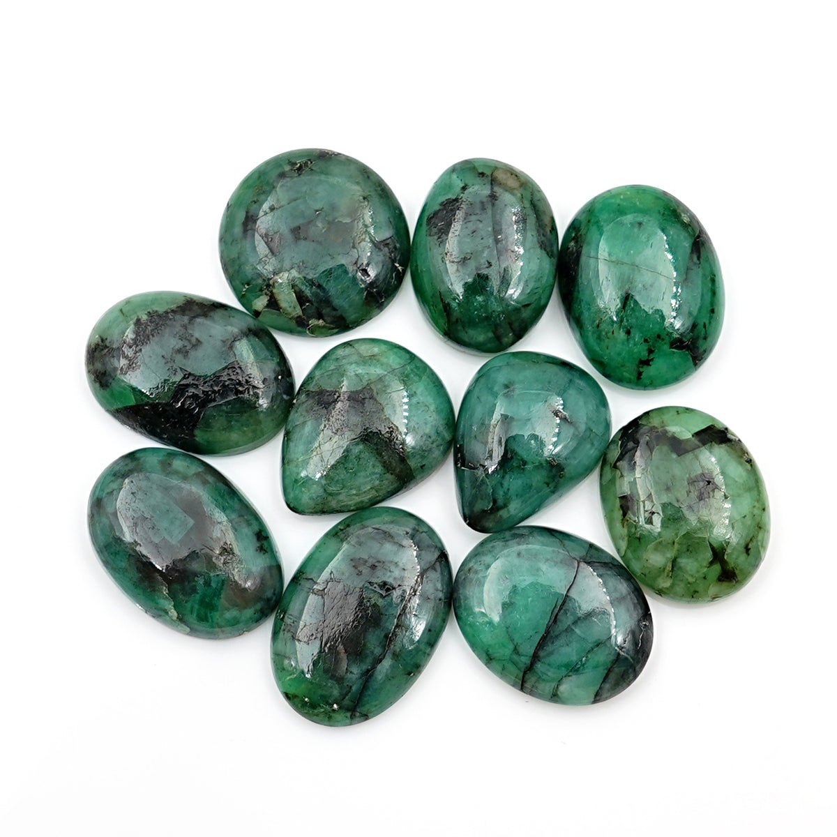 Natural Emerald Smooth Cabochons | Freeform Colombian Green Gemstone