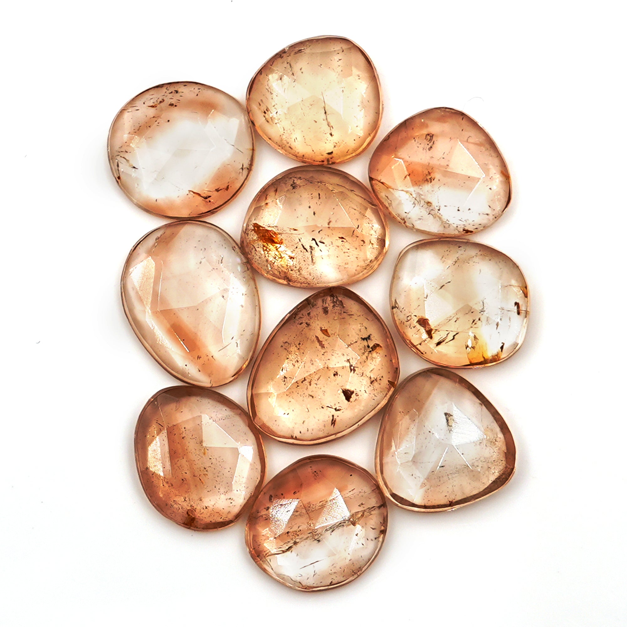 Imperial Topaz Rose Cut Gemstones| Freeform Faceted for Jewelry Making - 10 Pieces