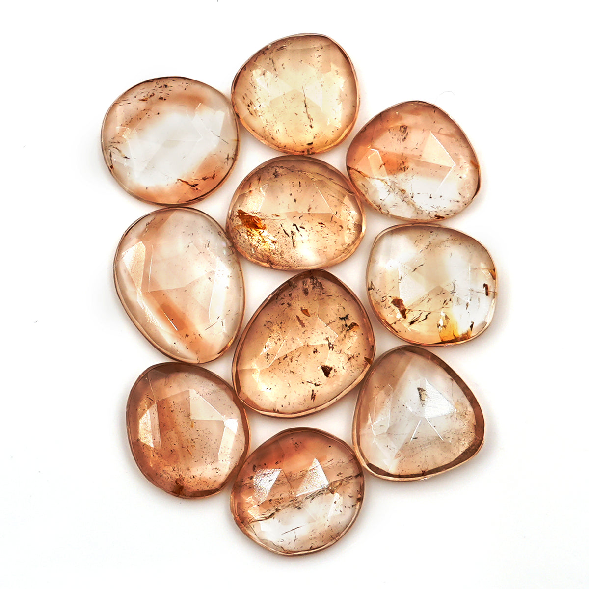Imperial Topaz Rose Cut Gemstones| Freeform Faceted for Jewelry Making - 10 Pieces