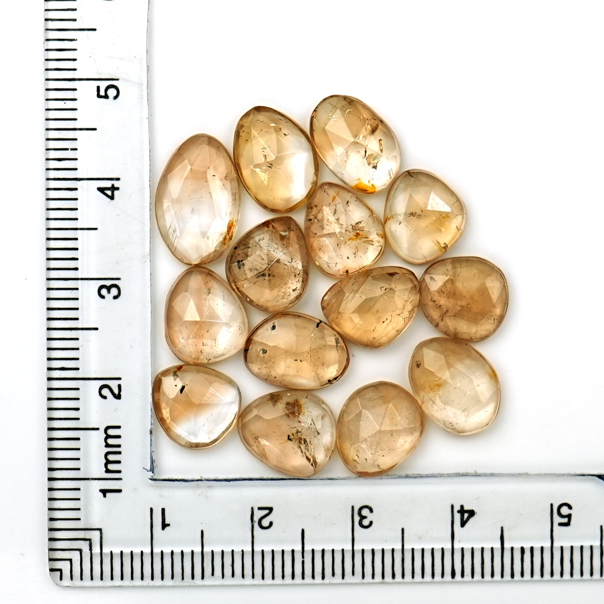 Imperial Topaz Rose Cut Gemstones | Freeform Faceted Cabs for Jewelry Making - 14 Pieces