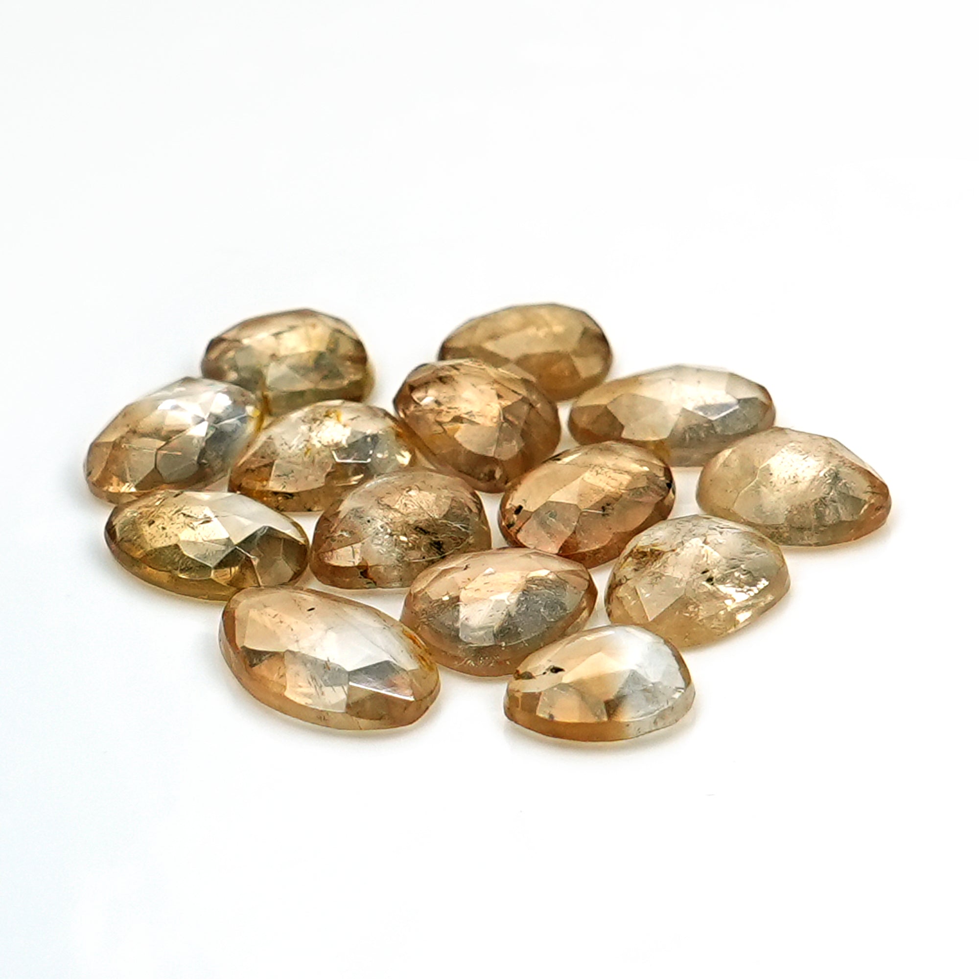 Imperial Topaz Rose Cut Gemstones | Freeform Faceted Cabs for Jewelry Making - 14 Pieces