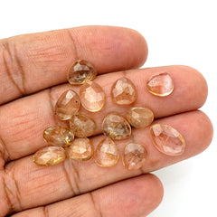 Imperial Topaz Rose Cut Gemstones | Freeform Faceted Cabs for Jewelry Making - 14 Pieces