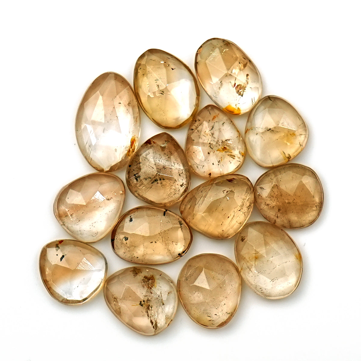 Imperial Topaz Rose Cut Gemstones | Freeform Faceted Cabs for Jewelry Making - 14 Pieces