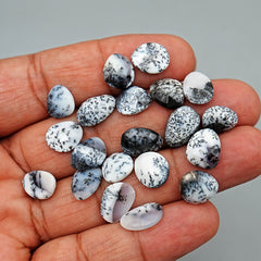 Dendritic Agate Rosecut Cabochons | Freeform Natural Tree-Inclusion Gemstones - 20 Pieces