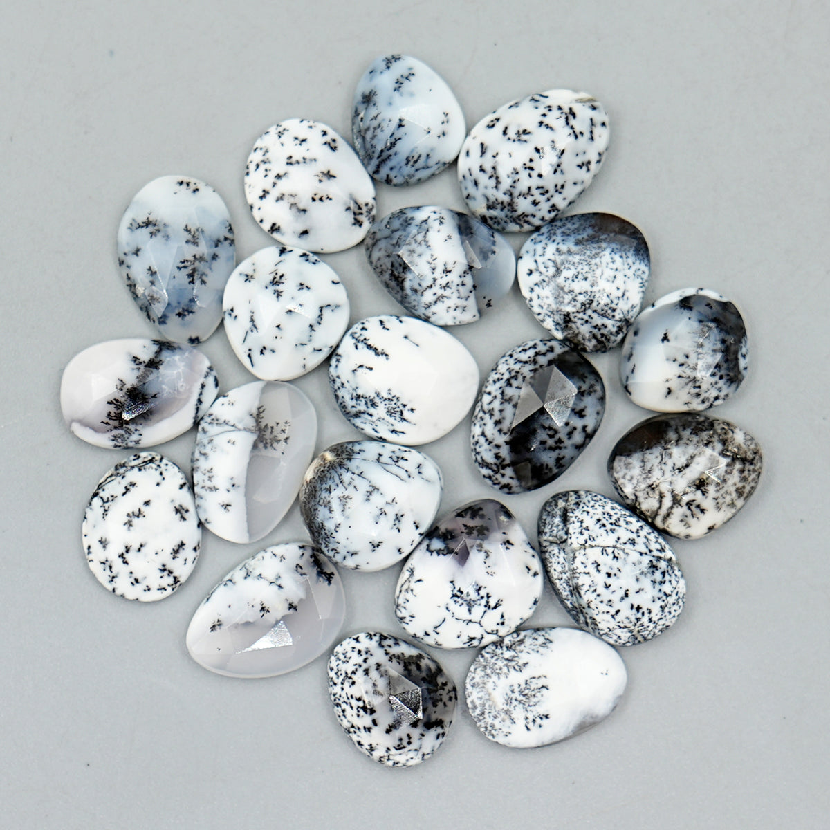 Dendritic Agate Rosecut Cabochons | Freeform Natural Tree-Inclusion Gemstones - 20 Pieces