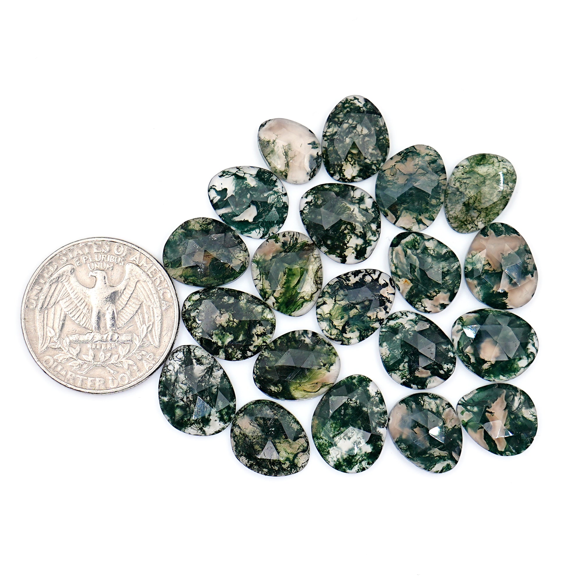 Moss Agate Freeform Rose Cut Cabochons | Nature Inspired Gemstone for Jewelry Making - 20 Pieces