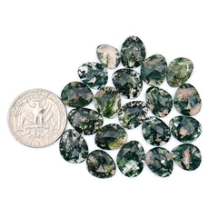 Moss Agate Freeform Rose Cut Cabochons | Nature Inspired Gemstone for Jewelry Making - 20 Pieces