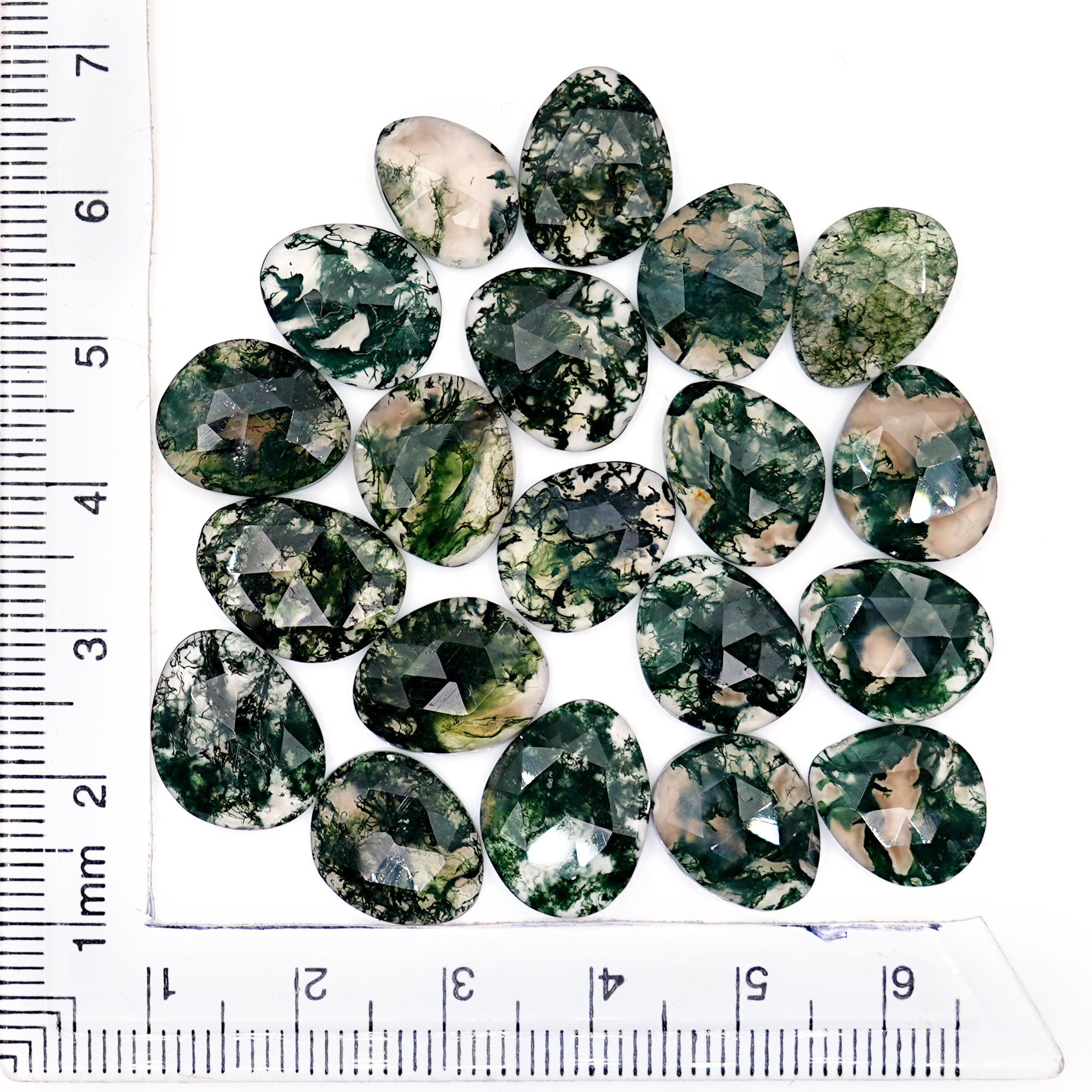 Moss Agate Freeform Rose Cut Cabochons | Nature Inspired Gemstone for Jewelry Making - 20 Pieces
