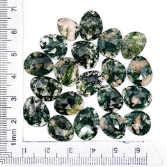 Moss Agate Freeform Rose Cut Cabochons | Nature Inspired Gemstone for Jewelry Making - 20 Pieces