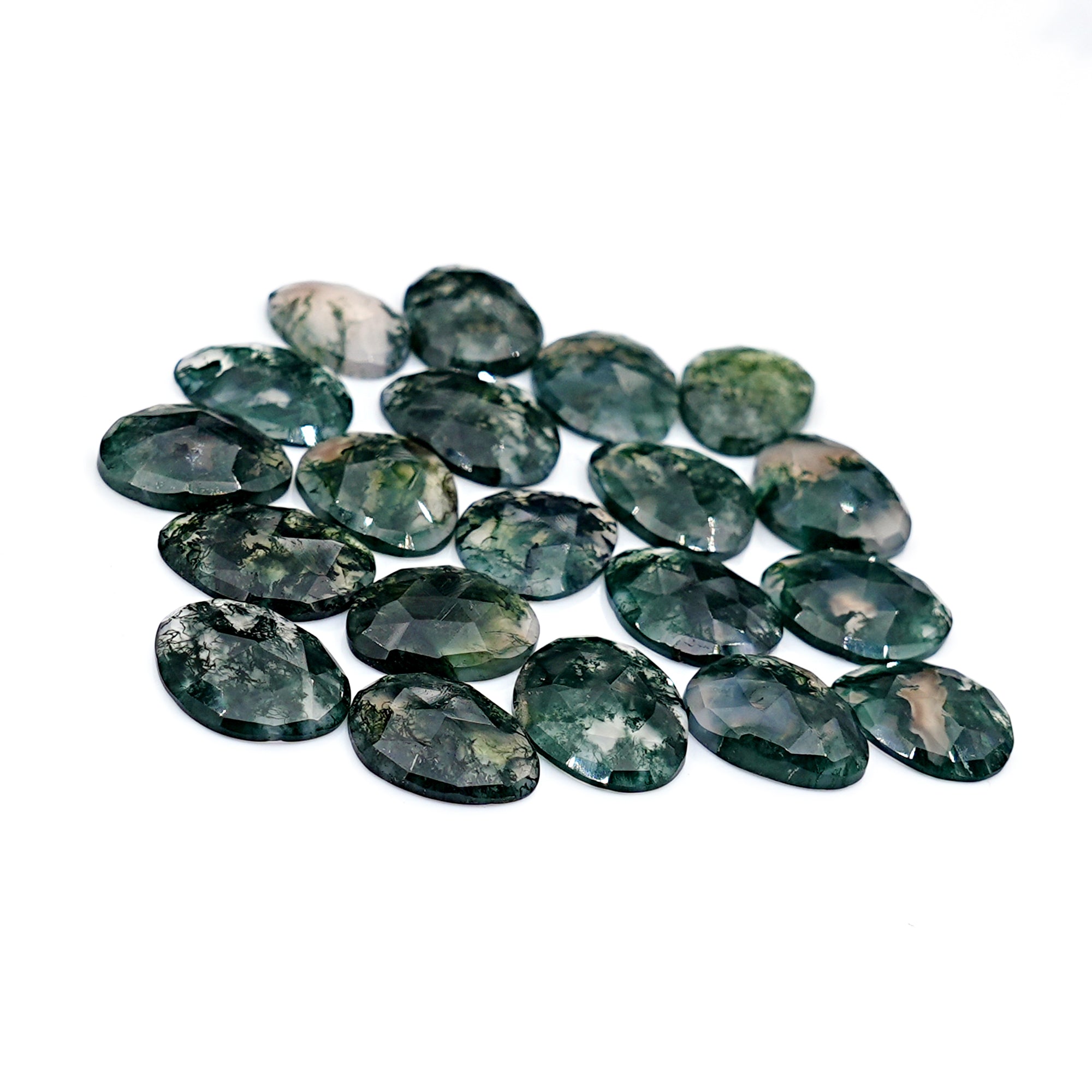 Moss Agate Freeform Rose Cut Cabochons | Nature Inspired Gemstone for Jewelry Making - 20 Pieces