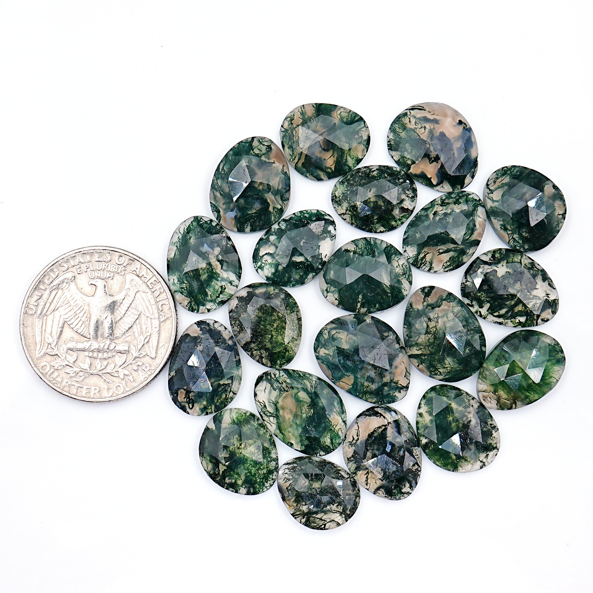 Moss Agate Freeform Rose Cut Cabochons | Nature Inspired Gemstone for Jewelry Making - 20 Pieces