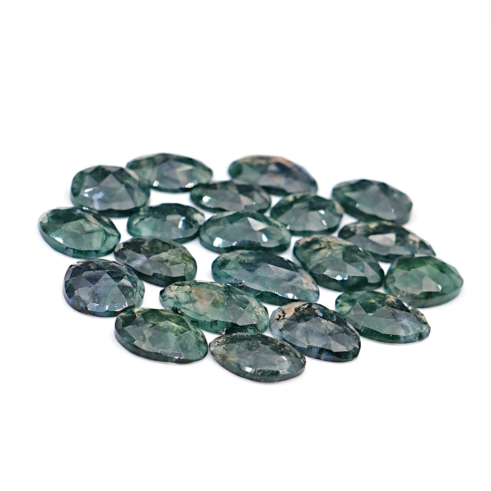 Moss Agate Freeform Rose Cut Cabochons | Nature Inspired Gemstone for Jewelry Making - 20 Pieces