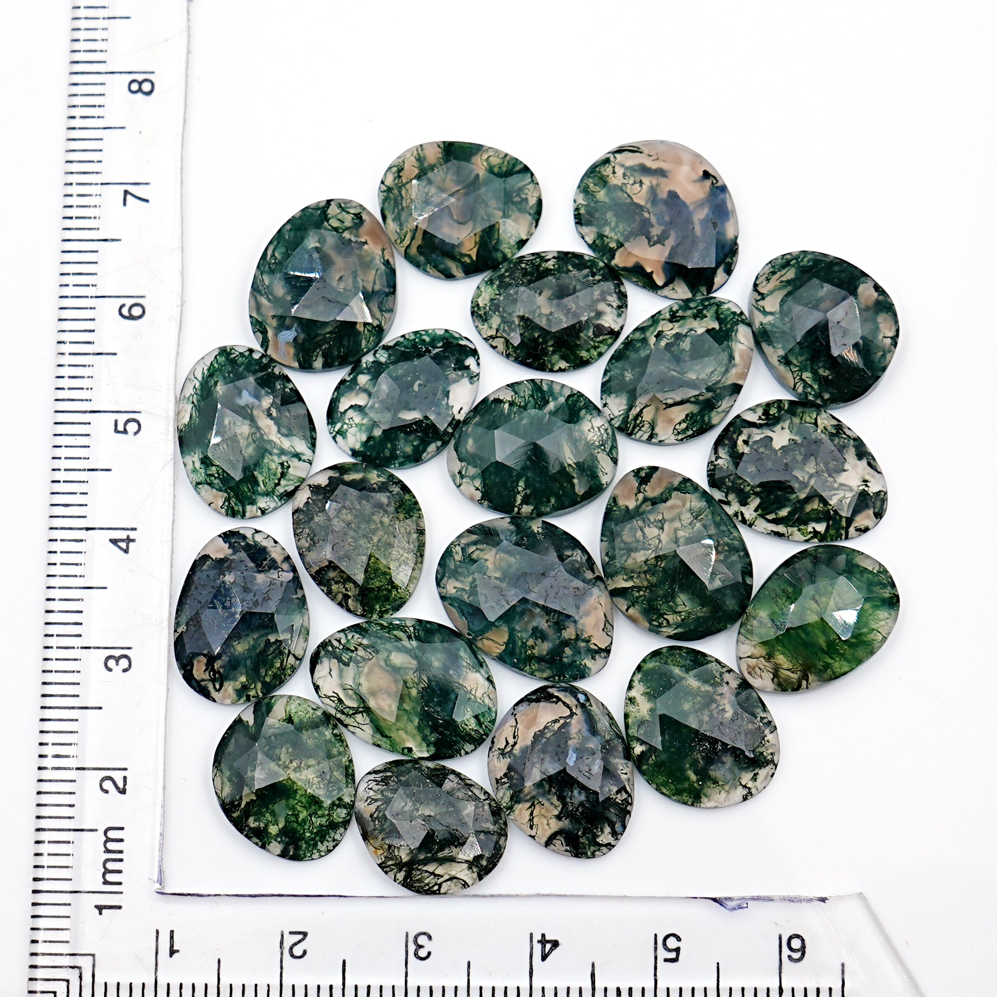 Moss Agate Freeform Rose Cut Cabochons | Nature Inspired Gemstone for Jewelry Making - 20 Pieces