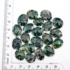 Moss Agate Freeform Rose Cut Cabochons | Nature Inspired Gemstone for Jewelry Making - 20 Pieces