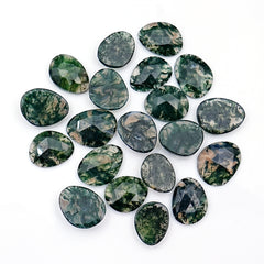 Moss Agate Freeform Rose Cut Cabochons | Nature Inspired Gemstone for Jewelry Making - 20 Pieces