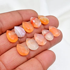 Botswana Agate Pear Rose Cut Cabochons | Natural Banded Beauty Gems For Jewelry