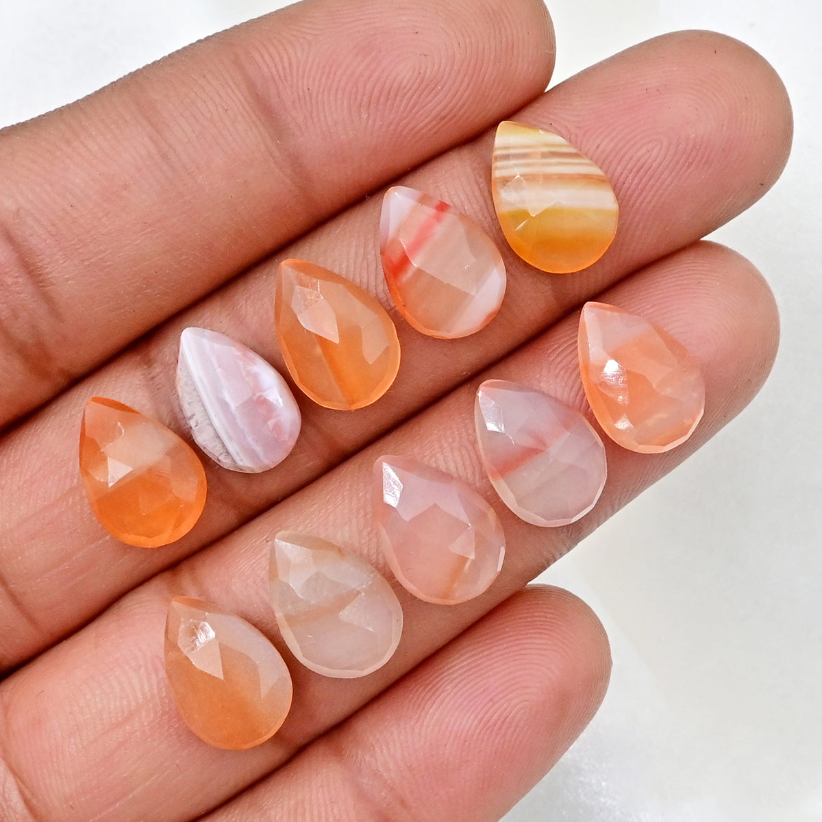 Botswana Agate Pear Rose Cut Cabochons | Natural Banded Beauty Gems For Jewelry
