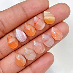 Botswana Agate Pear Rose Cut Cabochons | Natural Banded Beauty Gems For Jewelry