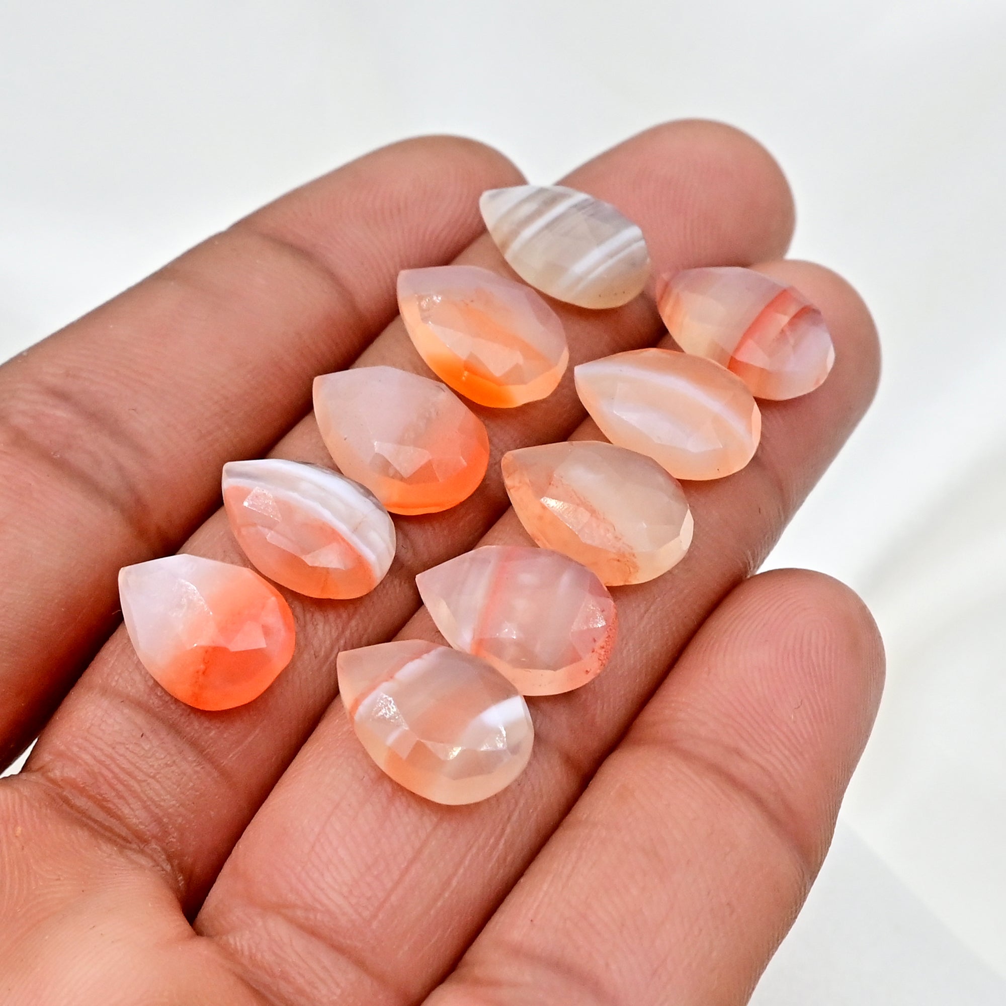 Botswana Agate Pear Rose Cut Cabochons | Natural Banded Beauty Gems For Jewelry
