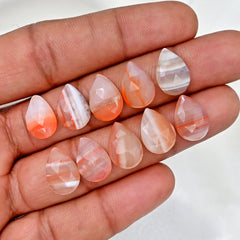 Botswana Agate Pear Rose Cut Cabochons | Natural Banded Beauty Gems For Jewelry