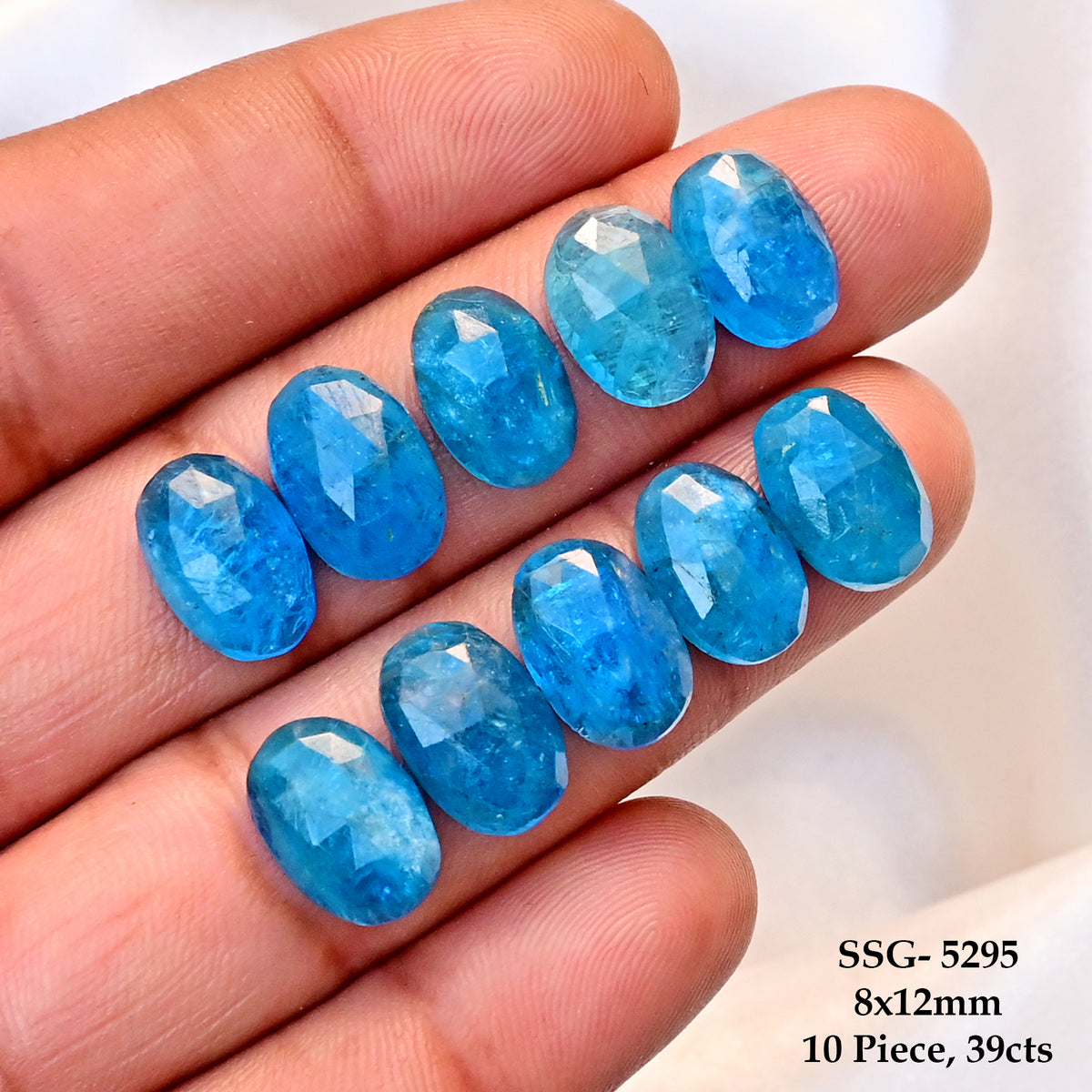 Neon Apatite Doubet Rose Cut Cabochons | Blue Color Gemstone for Jewelry Making - 10 Piece
