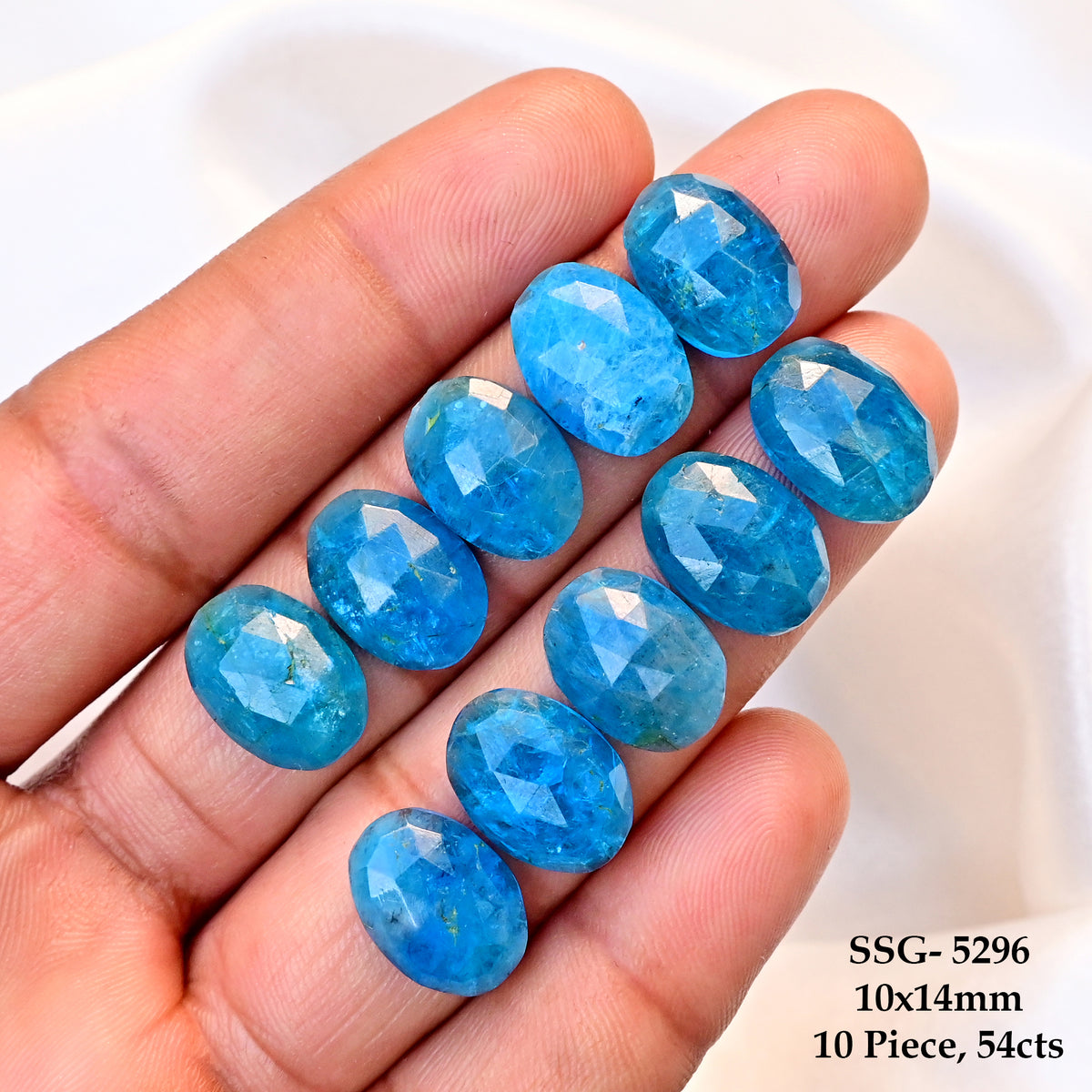 Neon Apatite Doubet Rose Cut Cabochons | Blue Color Gemstone for Jewelry Making - 10 Piece