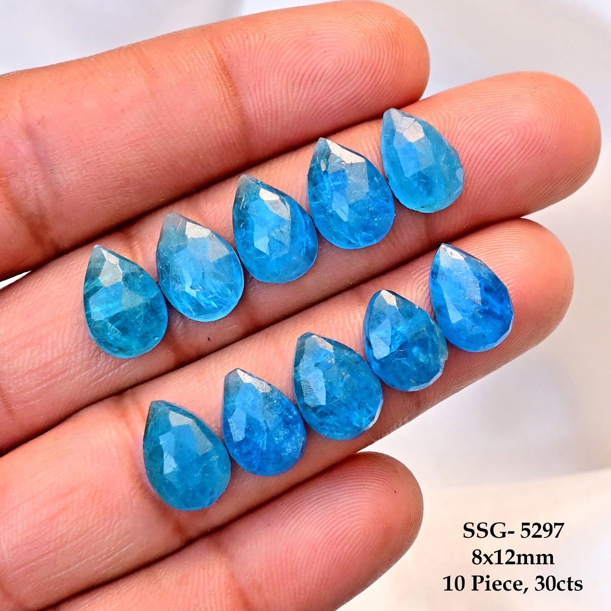 Neon Apatite Doubet Rose Cut Cabochons | Blue Color Gemstone for Jewelry Making - 10 Piece