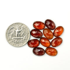 Hessonite Garnet Rose Cut Cabochons | Fiery Cinnamon Gemstone for Jewelry Making - 10 Pieces
