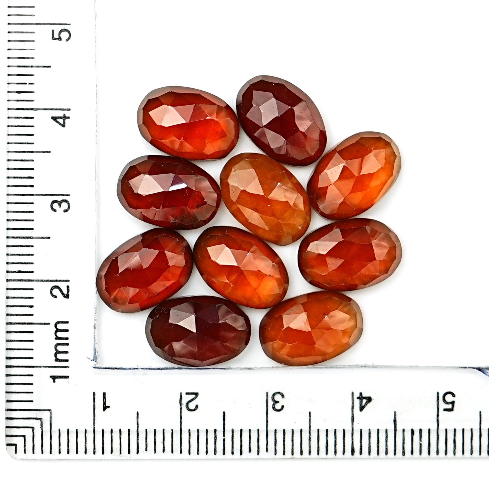 Hessonite Garnet Rose Cut Cabochons | Fiery Cinnamon Gemstone for Jewelry Making - 10 Pieces