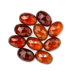 Hessonite Garnet Rose Cut Cabochons | Fiery Cinnamon Gemstone for Jewelry Making - 10 Pieces
