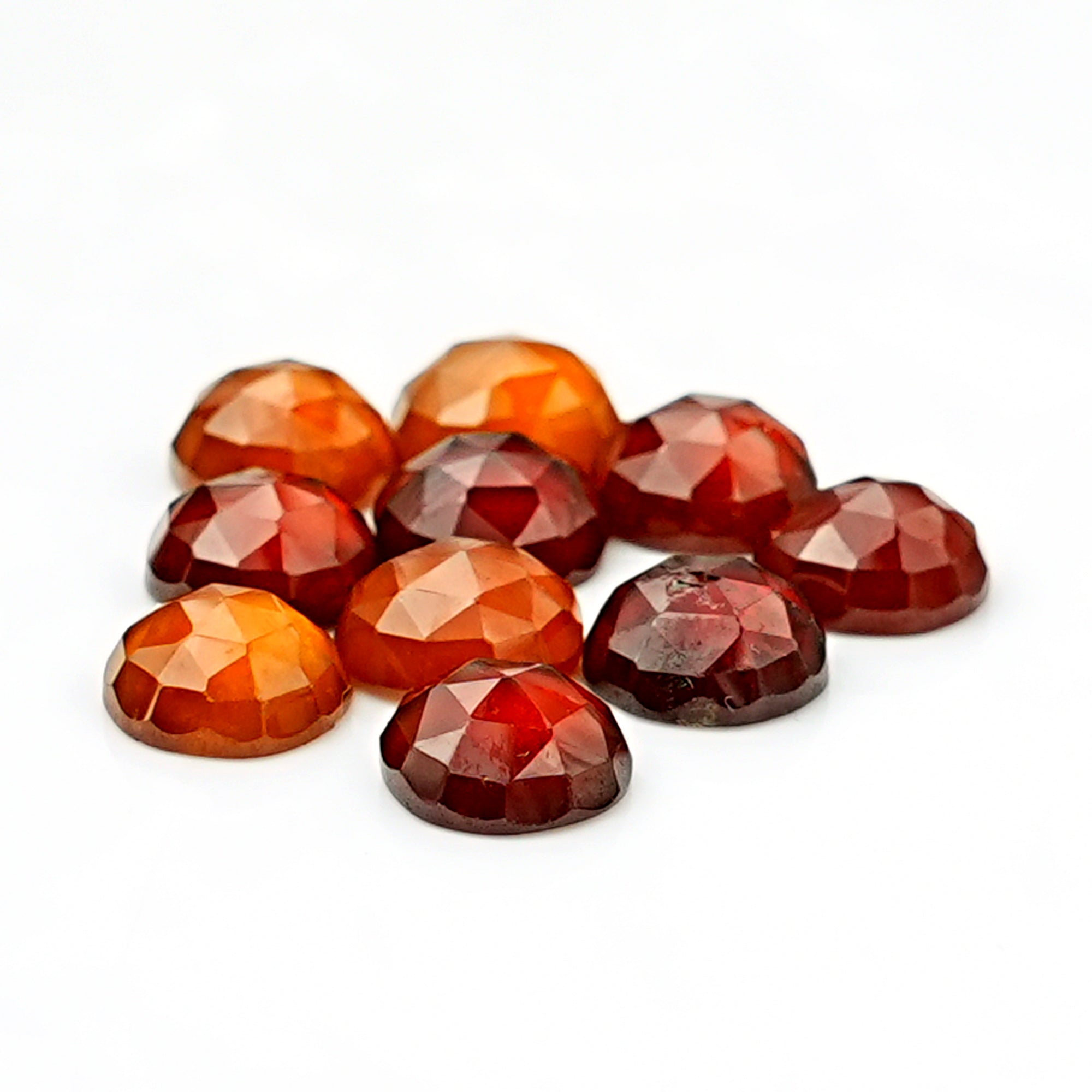 Hessonite Garnet Rose Cut Cabochons | Fiery Cinnamon Gemstone for Jewelry Making