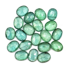 Green Kyanite Rose Cut Cabochons | Faceted Gems for Jewelry Making - 20 pieces