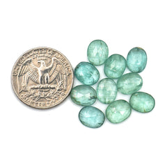 Natural Kyanite Rose Cut Cabochons | Green Oval Gemstone for Jewelry Making - 10 pieces
