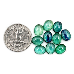 Green Kyanite Gemstone Cabochon | Smooth Oval Cut Gemstones With Flat Back - 10 Pieces
