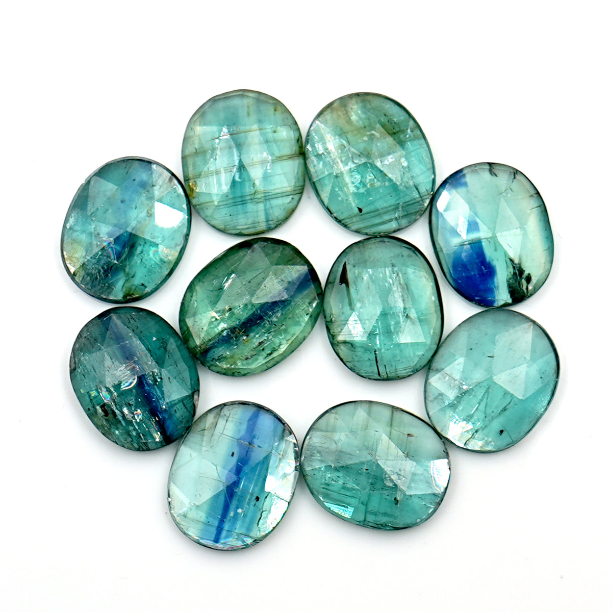 Rose Cut Emerald Green Kyanite | Oval Cut Earthy Elegance Gems in Every Facet - 10 Pieces