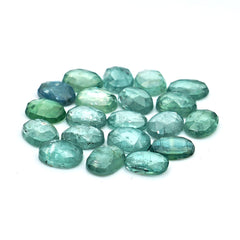 Green Kyanite Rose Cut Cabochons | Oval Cut Gemstones for Jewelry Making - 10 pieces