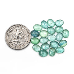 Green Kyanite Rose Cut Cabochons | Oval Cut Gemstones for Jewelry Making - 10 pieces