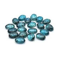 Natural Teal Moss Kyanite Gemstones | Oval Cut Smooth Cabochons in Every Facet - 20 Pieces