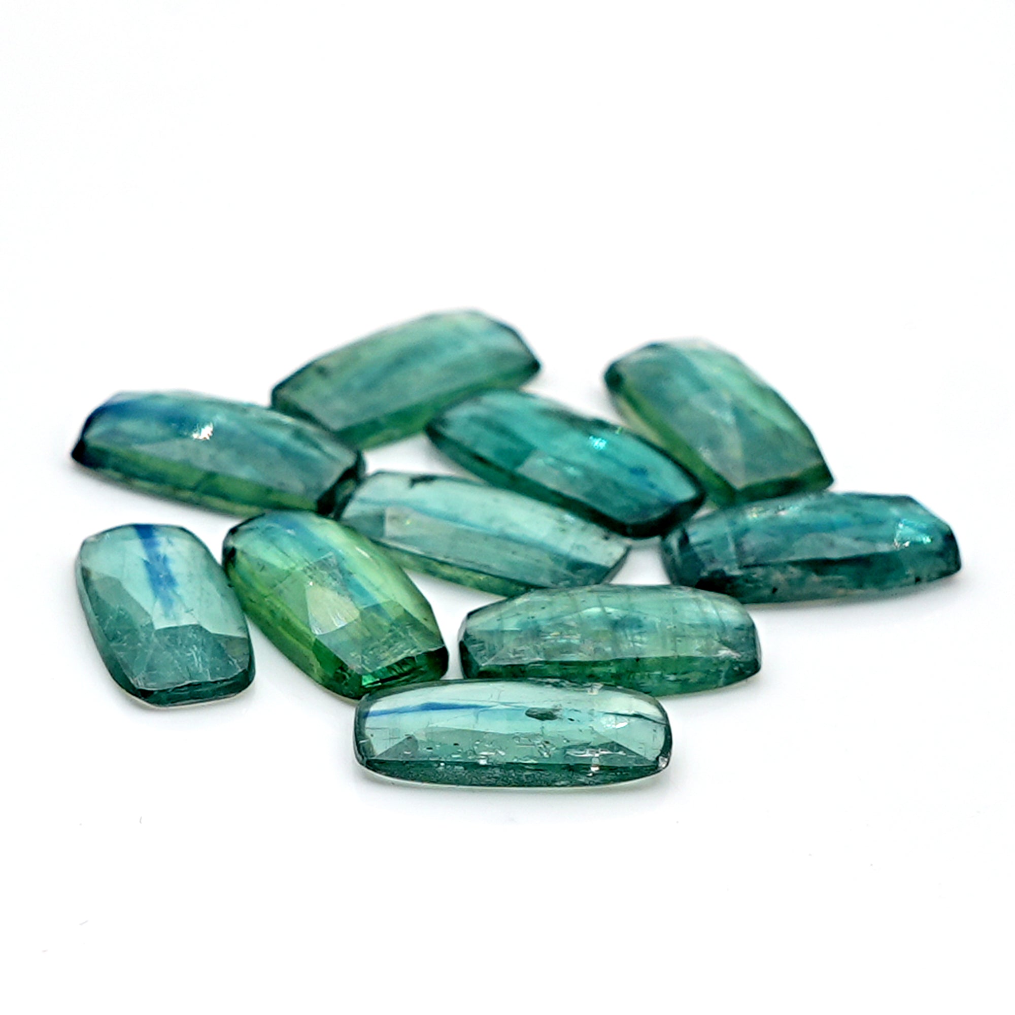 Rose Cut Emerald Green Kyanite Gemstone | Earthy Elegance in Every Facet - 10 Pieces