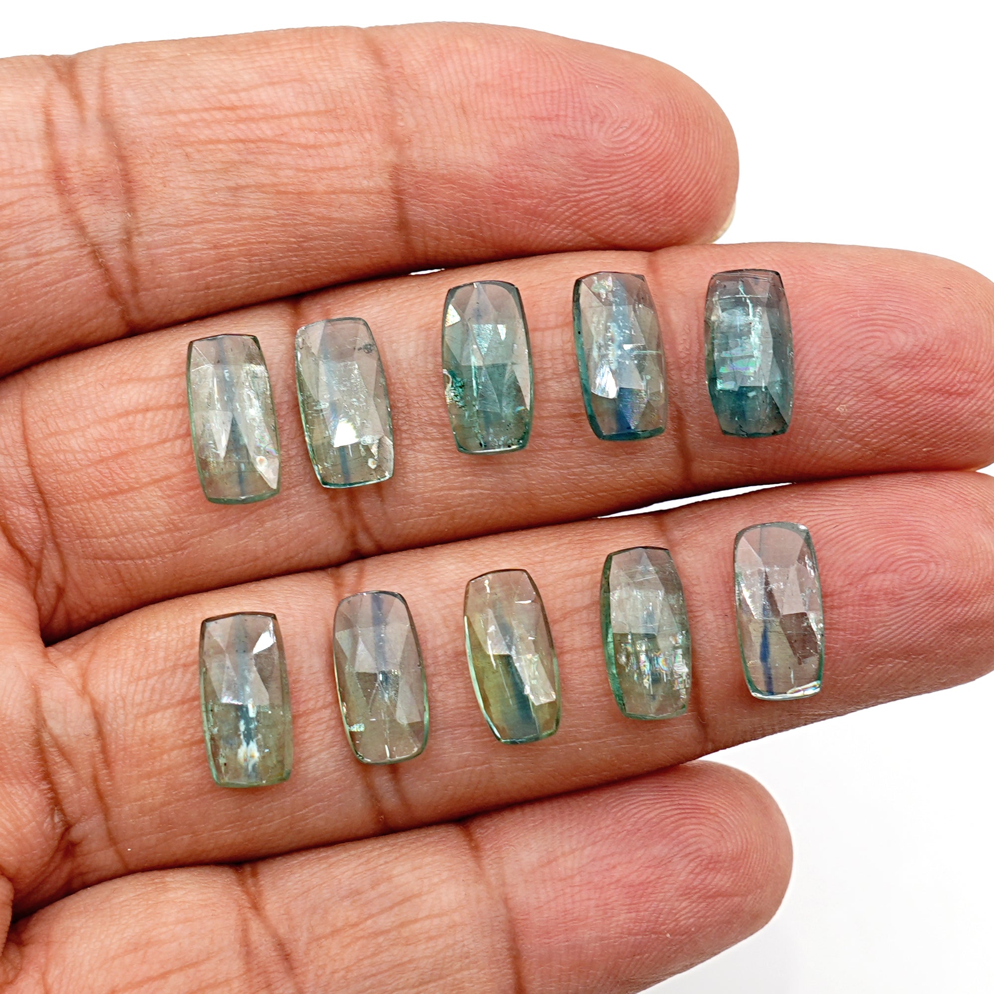 Rose Cut Emerald Green Kyanite Gemstone | Earthy Elegance in Every Facet - 10 Pieces