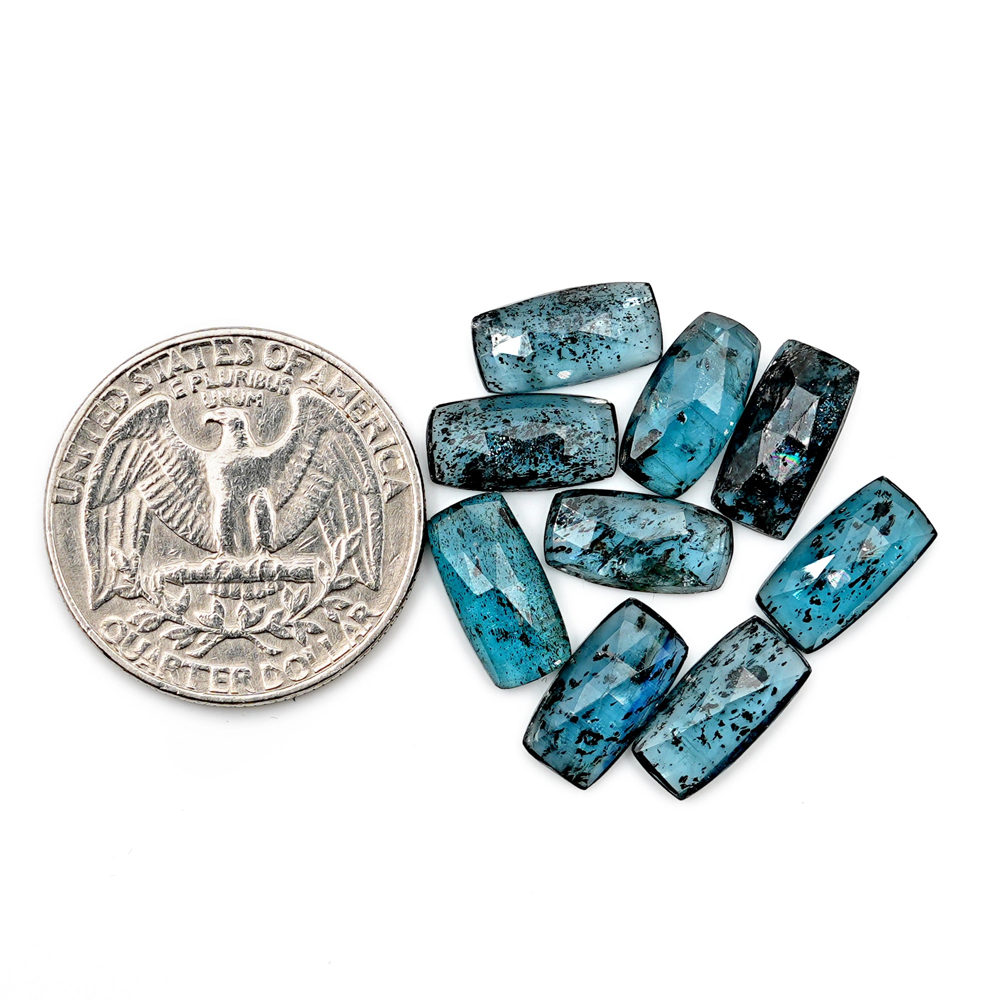 Natural Teal Moss Kyanite Rosecut Cabochons | Earthy Elegance in Every Facet - 10 Pieces