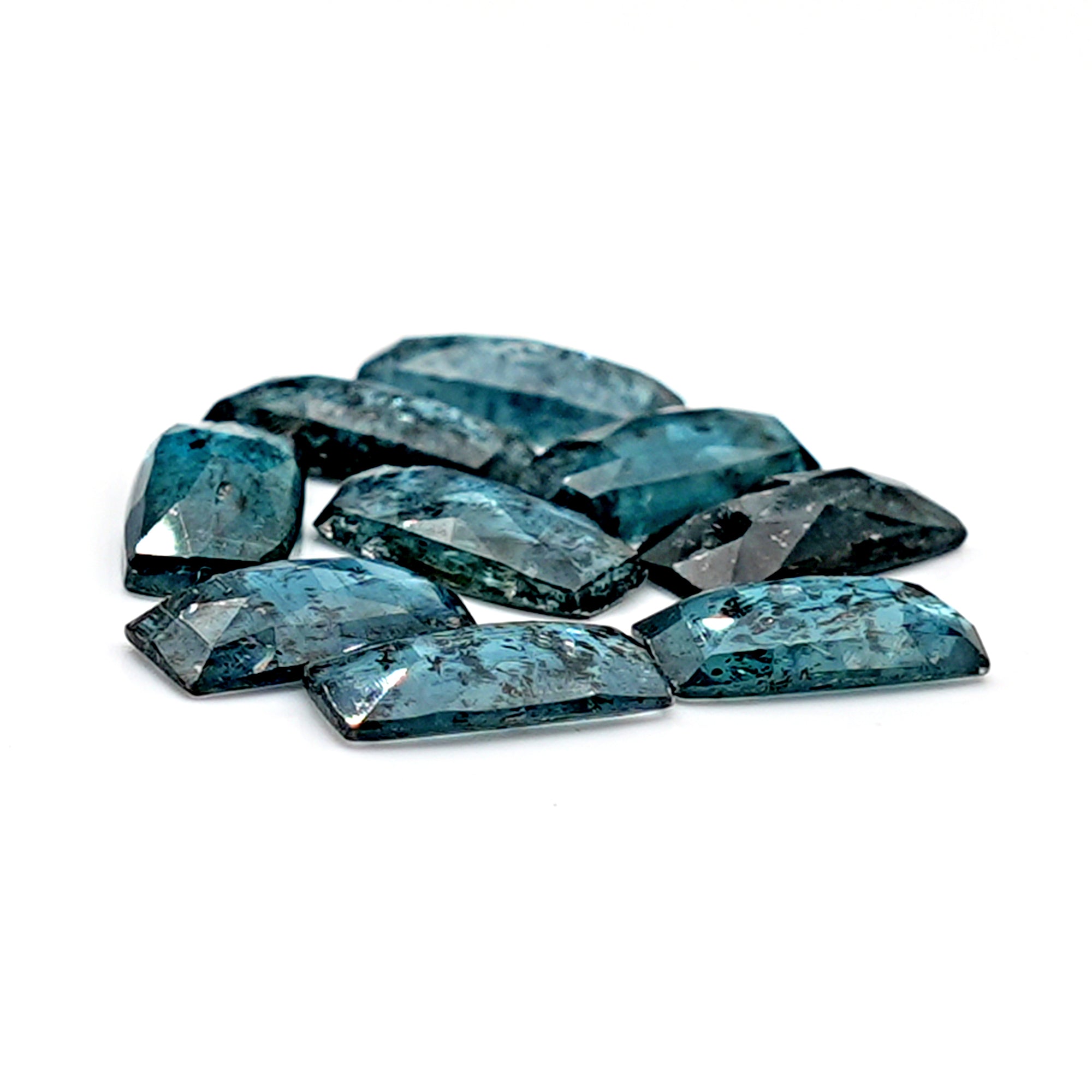 Natural Teal Moss Kyanite Rosecut Cabochons | Earthy Elegance in Every Facet - 10 Pieces