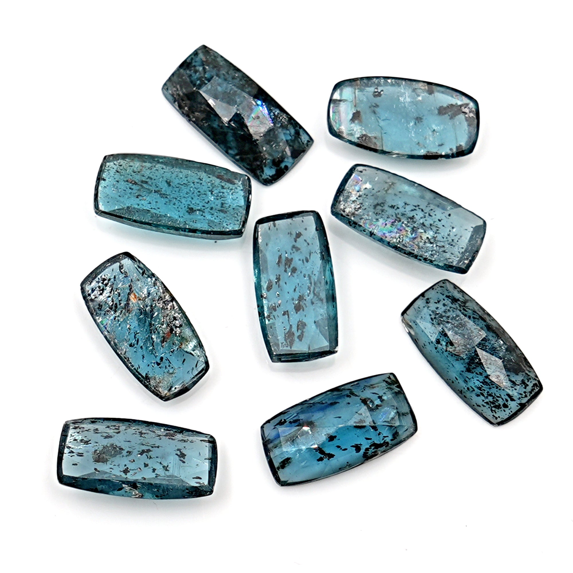 Natural Teal Moss Kyanite Rosecut Cabochons | Earthy Elegance in Every Facet - 10 Pieces