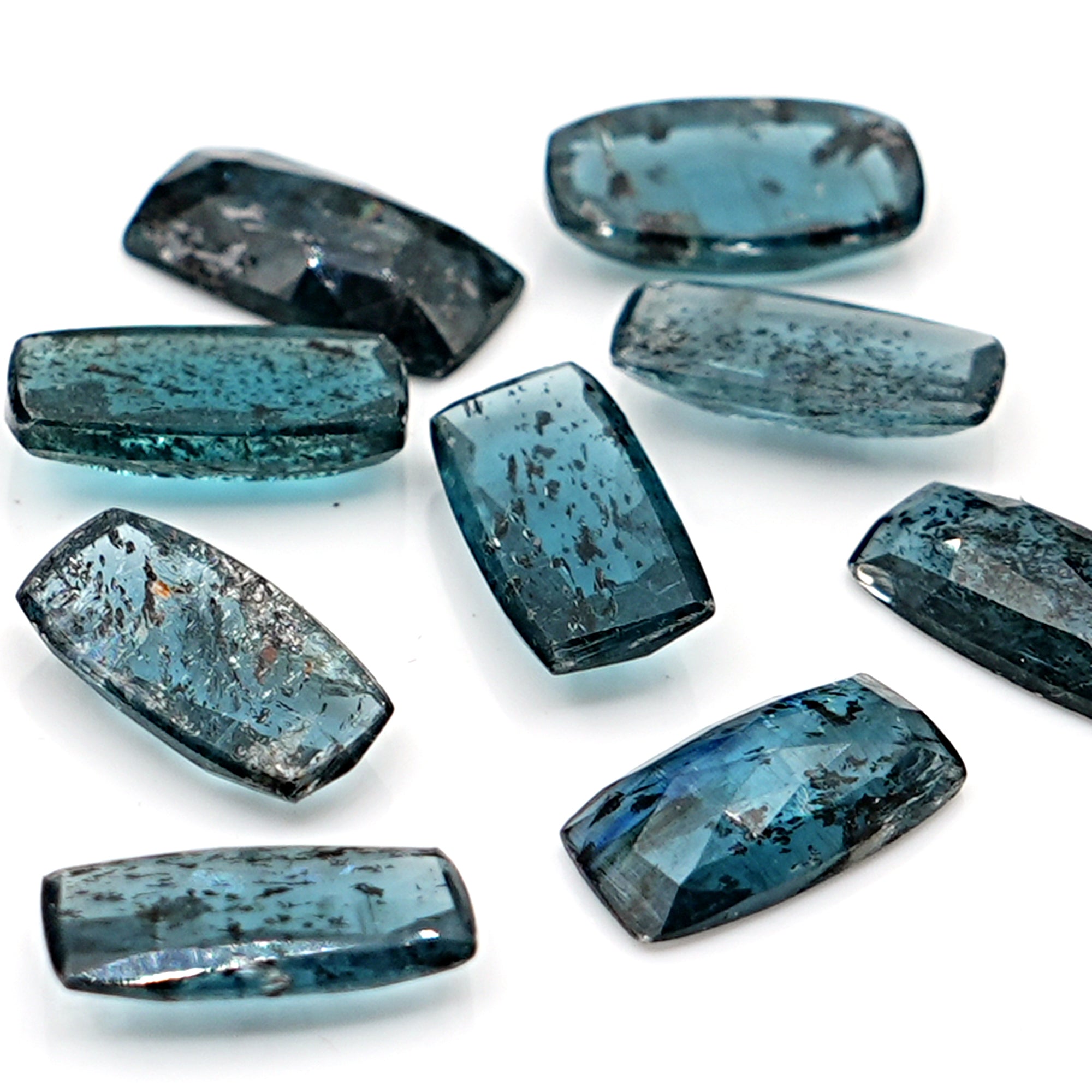 Natural Teal Moss Kyanite Rosecut Cabochons | Earthy Elegance in Every Facet - 10 Pieces