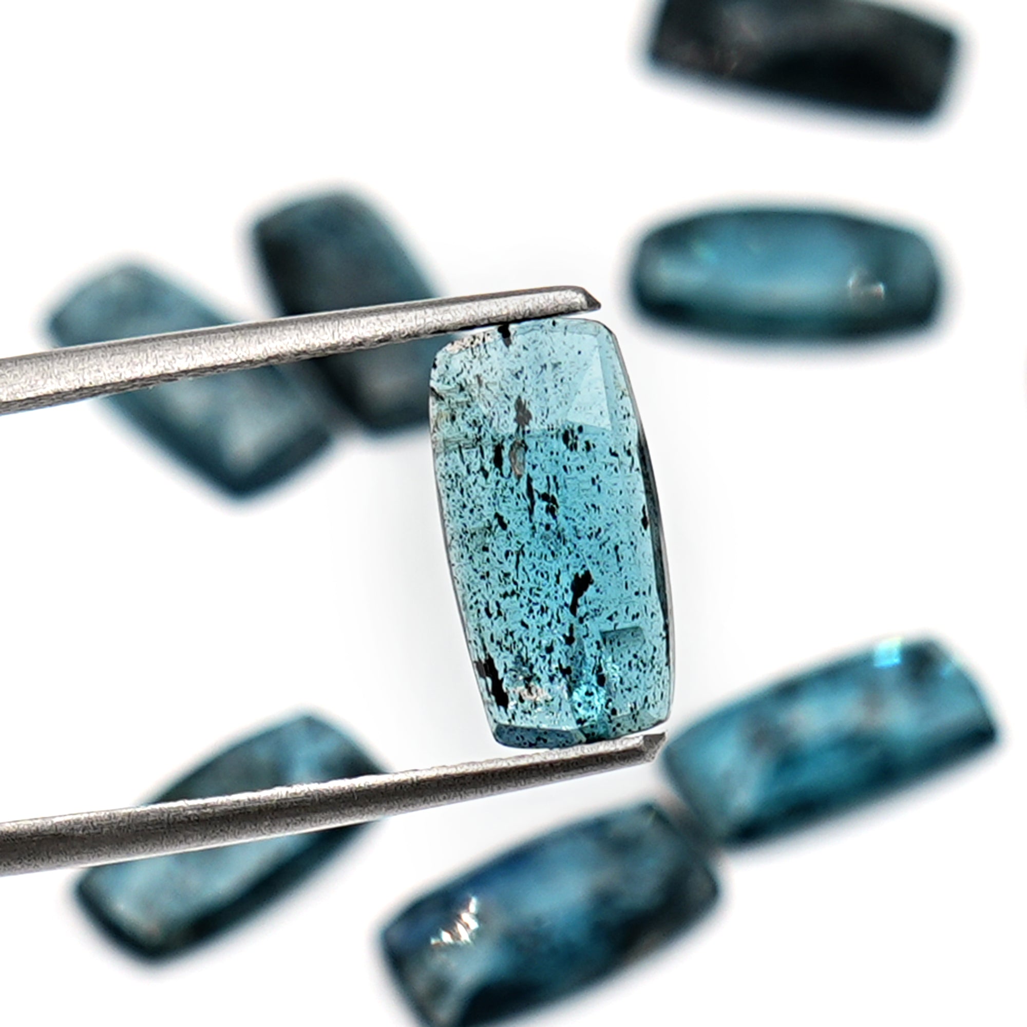 Natural Teal Moss Kyanite Rosecut Cabochons | Earthy Elegance in Every Facet - 10 Pieces