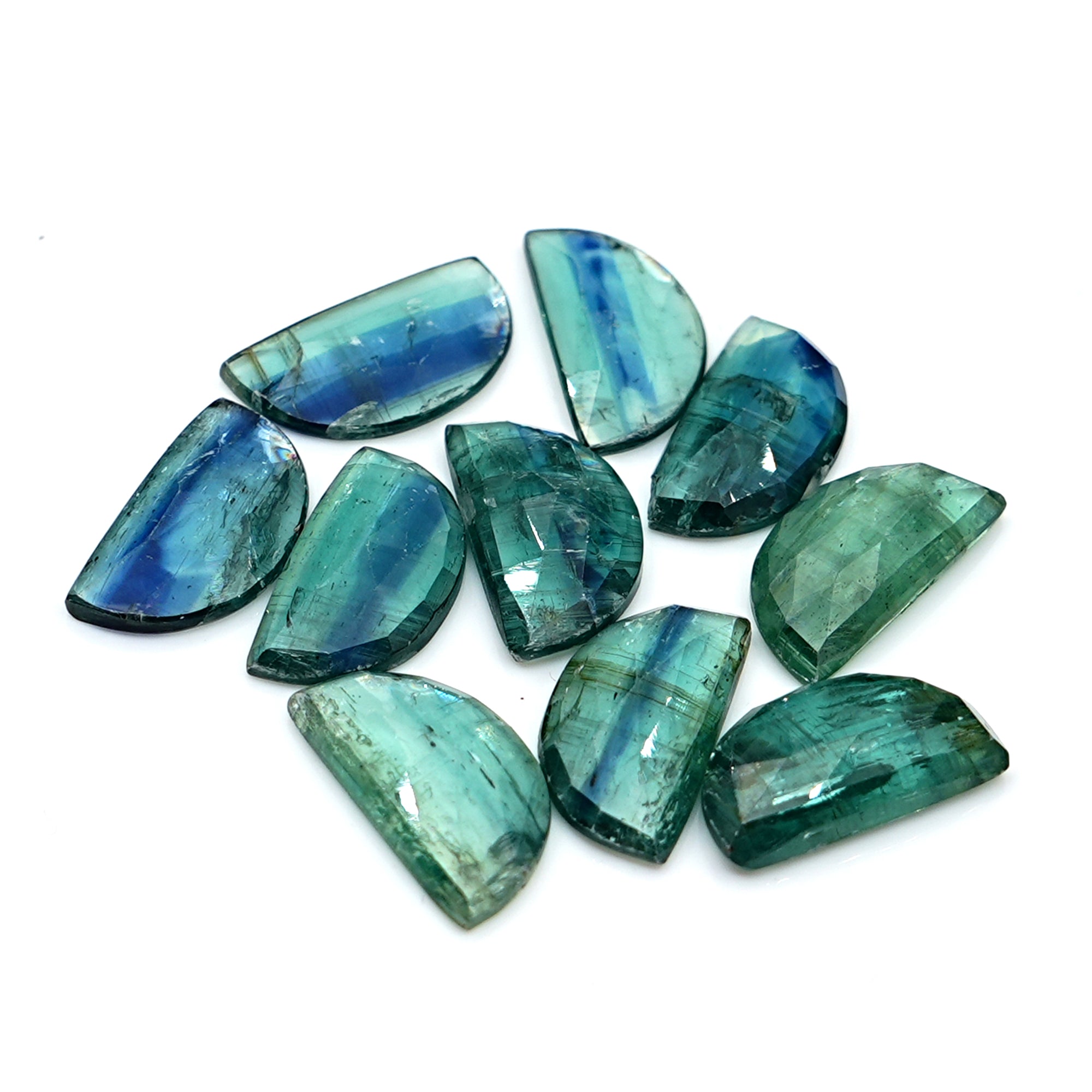 Emerald Green Kyanite Rose Cut Gemstone | Earthy Elegance in Every Facet - 10 Pieces