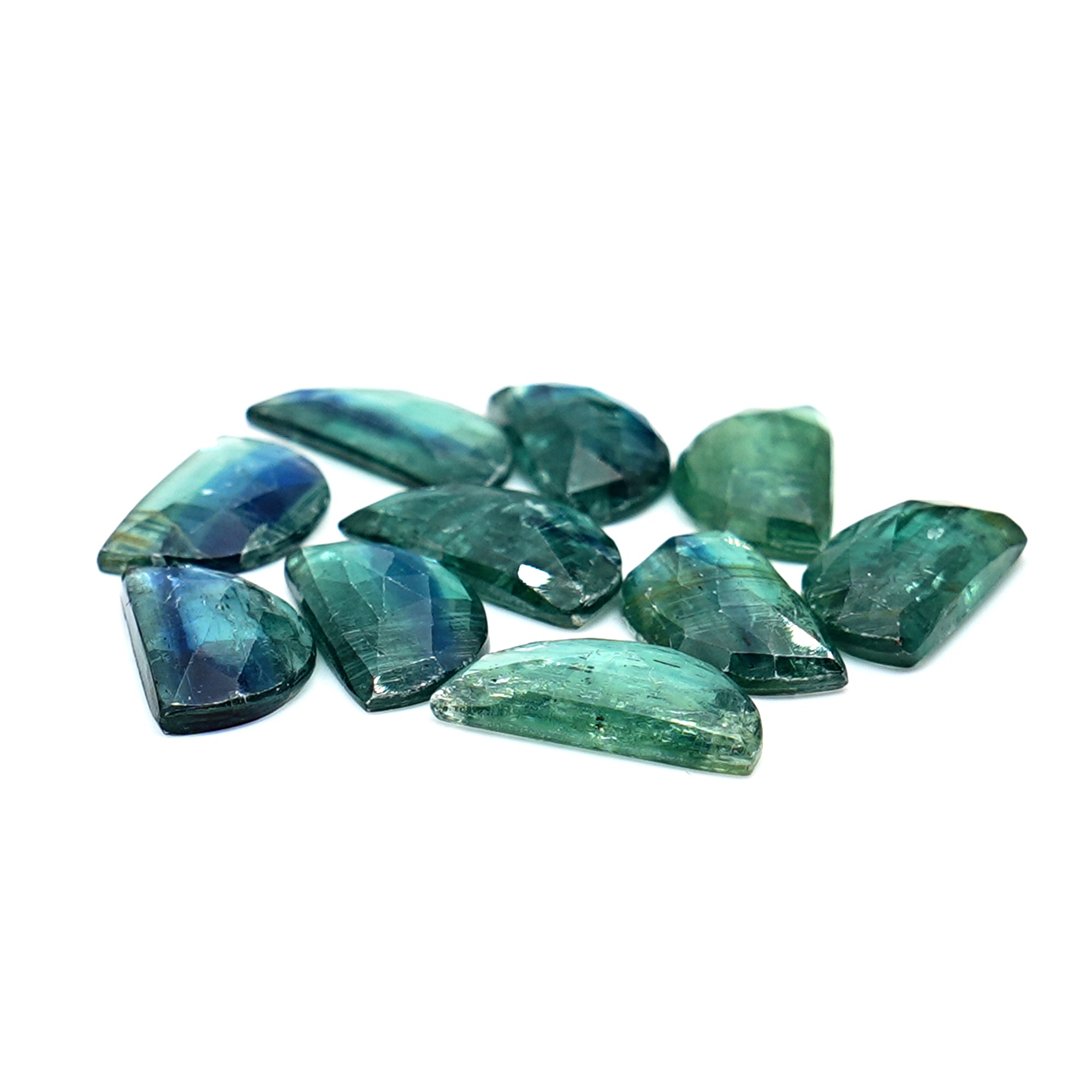 Emerald Green Kyanite Rose Cut Gemstone | Earthy Elegance in Every Facet - 10 Pieces